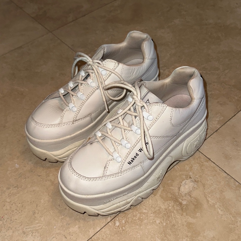 Naked Wolfe- Sporty White Platform Sneakers